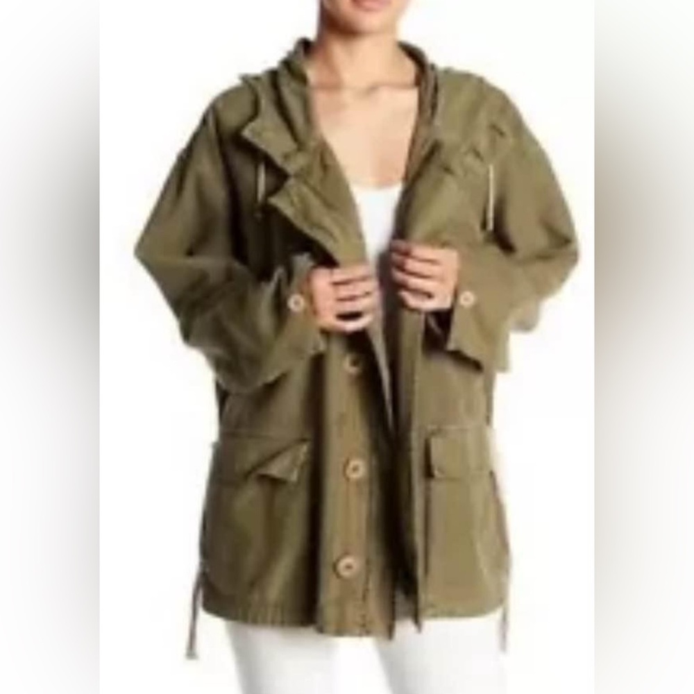 Free People Joshua Tree Utility Cargo Jacket hooded oversized 100% cotton canvas - Picture 10 of 11